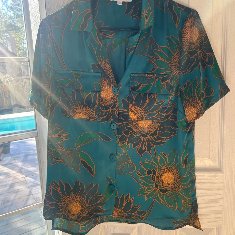 DR2 Teal and Orange Floral Shirt